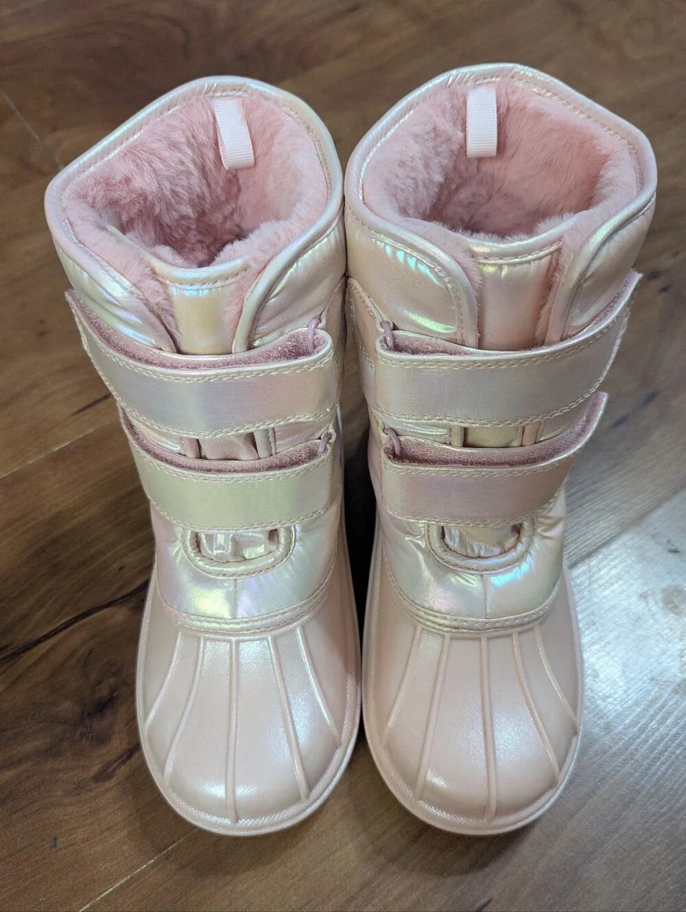 Children's Place Iridescent Pink Faux-Fur Winter Boots, Girls Size 1